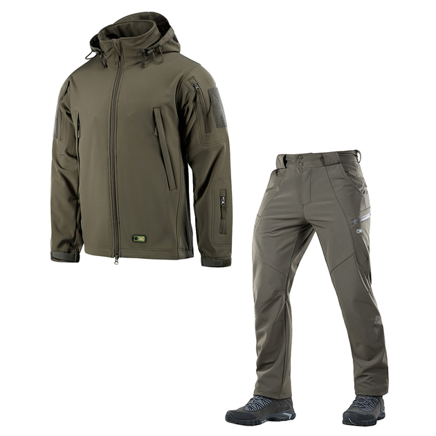 Зимовий тактичний костюм M-Tac куртка + штани Soft Shell Olive S - зображення 1