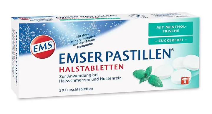 Сольові пастилки при болі в горлі Emser Pastillen з ментолом 30 шт - зображення 1