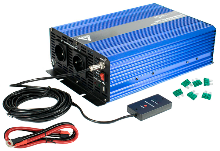 Автомобільний інвертор AZO Digital IPS-3000S SINUS 3000W чиста синусоїда 12-230V DC-AC (5903332566150) - зображення 1