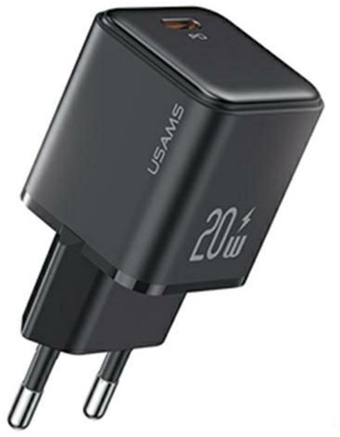 Мережевий зарядний пристрій Usams US-CC183 X-ron USB-C 20W PD 3.0 Fast Charging Black (6958444904894) - зображення 1