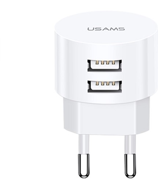Мережевий зарядний пристрій Usams T20 2xUSB 10W QC2.0 Fast Charging White (6958444970035) - зображення 1