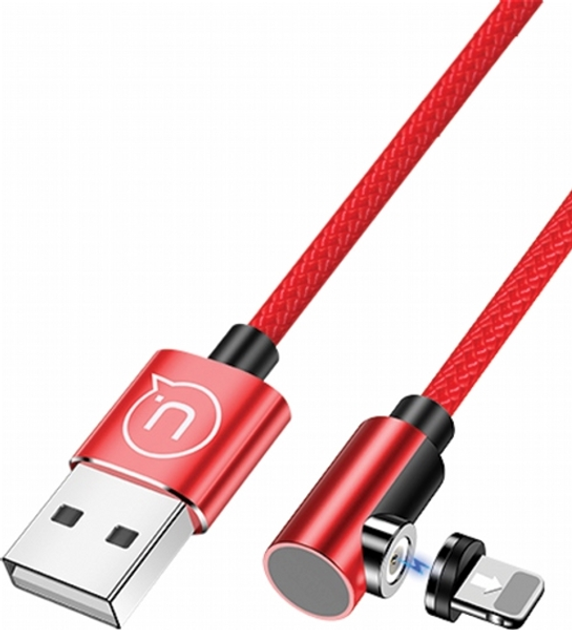 Кабель кутовий магнітний U54 USB - Lightning 1 м Red (6958444912394) - зображення 1