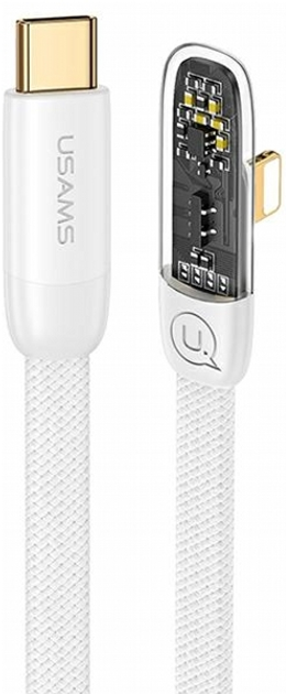 Kabel kątowy Usams Iceflake Series Fast Charging PD USB Type-C - Lightning 20 W 1.2 m Biały (6958444902364) - obraz 1