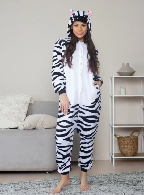 Пижама Кигуруми My Kigu Женская Зебра Черно-белый Размер S 145-155 см ...