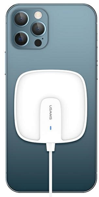 Індукційний зарядний пристрій Usams W1 15W Extra-thin для Apple iPhone 12 White (6958444940601) - зображення 1