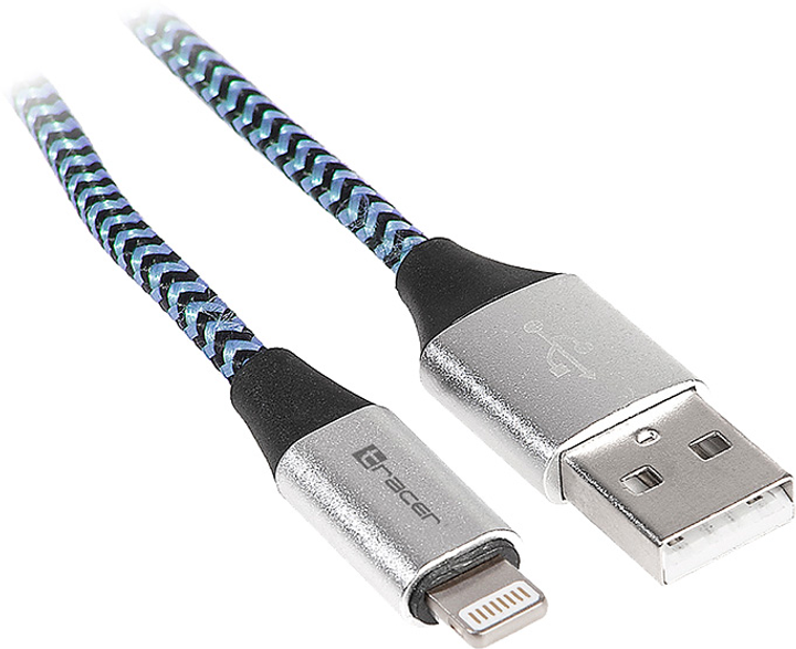 Кабель Tracer USB-A - Lightning 1 м Black/Blue (TRAKBK46269) - зображення 1