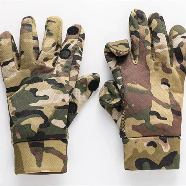 Тактичні повнопалі рукавички зі знімними пальцями Камуфляж (120099) Kali - зображення 2