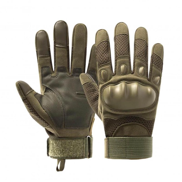 Тактические военные перчатки с закрытыми пальцами Оливковый L (340022) Kali - изображение 1