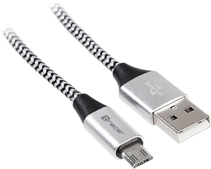Kabel Tracer USB-A do micro-USB 1 m czarny/srebrny (TRAKBK46928) - obraz 1