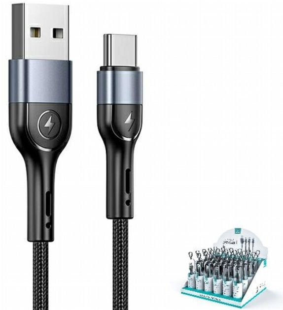 Кабель Usams U55 2 A USB Type-A на USB Type-C 1 м Black (SJ449ZJ01) (6958444912974) - зображення 1