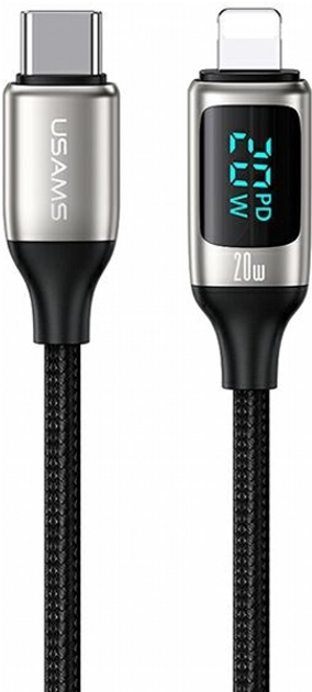 Kabel Usams U78 USB Type-C na Lightning LED 20 W PD Fast Charge 1.2 m Biały (SJ545USB02) (6958444975443) - obraz 1