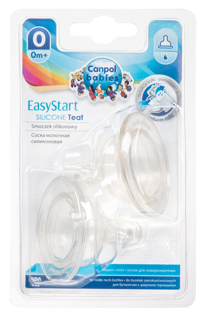 Набір сосок силіконових міні до пляшечок з широким отвором 2 шт EasyStart Canpol babies (5903407217291) - зображення 1