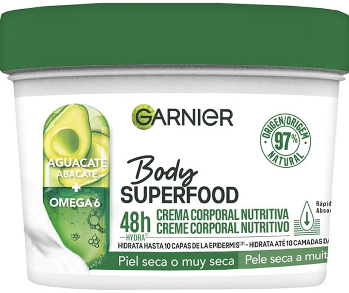 Крем для тіла Garnier Body Superfood Nourishing Avocado Body Cream 380 мл (3600542470377) - зображення 1