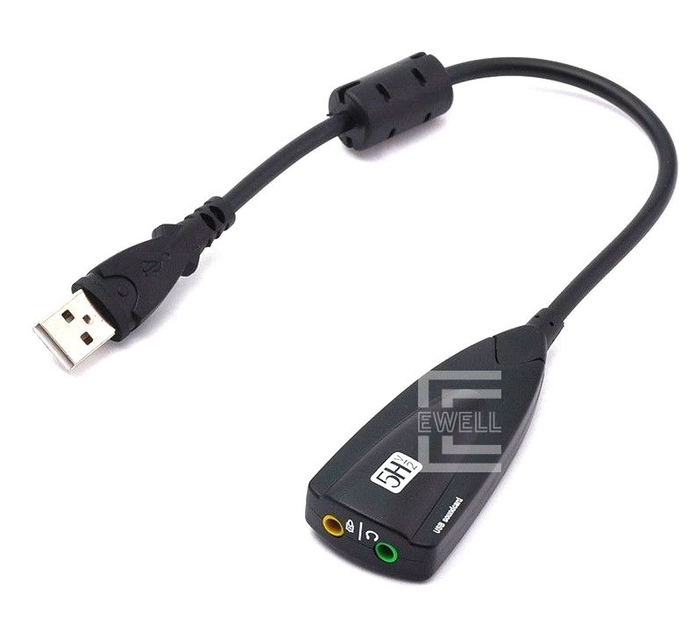 Звуковая карта Ewell USB C-Media 7.1 Channel, black (EW131) - изображение 1
