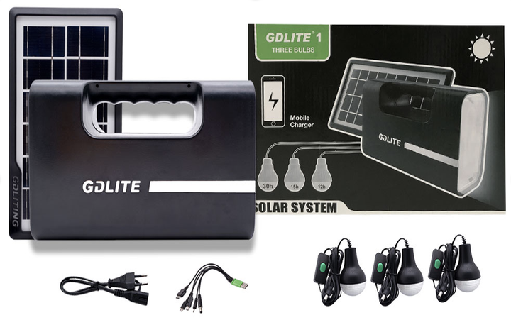 Станція зарядна портативна USB переносний ручний похідний ліхтар GDLITE GD-1 з 3 лампами та сонячною панеллю - Фото 1 Станція зарядна портативна USB переносний ручний похідний ліхтар GDLITE GD-1 з 3 лампами та сонячною панеллю - зображення 1