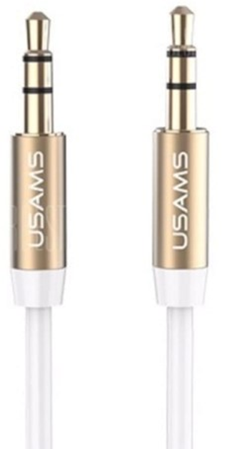 Адаптер Usams audio jack 3.5 мм - 3.5 мм 1 м White (6958444996882) - зображення 1