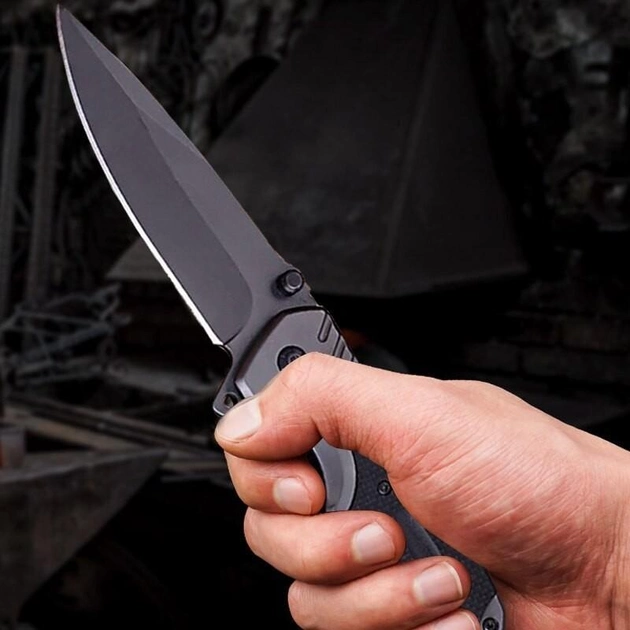 Нож складной 4022 со стеклобоем и стропорезом цвет серый - изображение 2