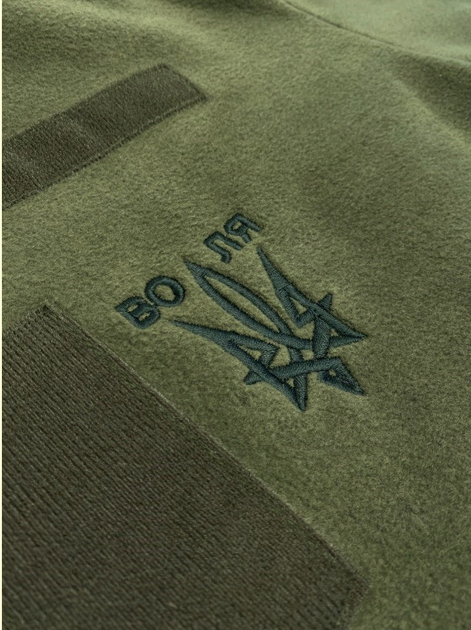 Кофта Tactic4Profi флис хаки на молнии с планкой с вышивкой Тризуб Воля р. 4XL (56) - изображение 2