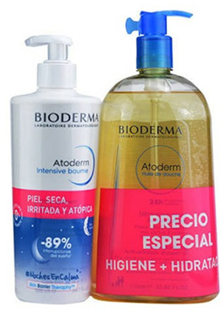 Zestaw Bioderma Pack Atoderm Intensive Baume Balsam do twarzy 500 ml + Olejek pod prysznic 1000 ml (3701129802946) - obraz 1