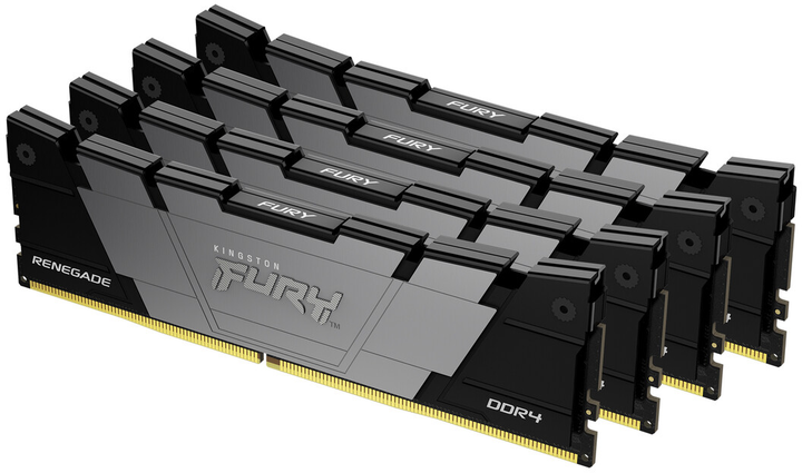 Оперативная память Kingston Fury DDR4-3200 32768MB PC4-25600 (Kit of 4x8192) Renegade (KF432C16RB2K4/32) - изображение 1
