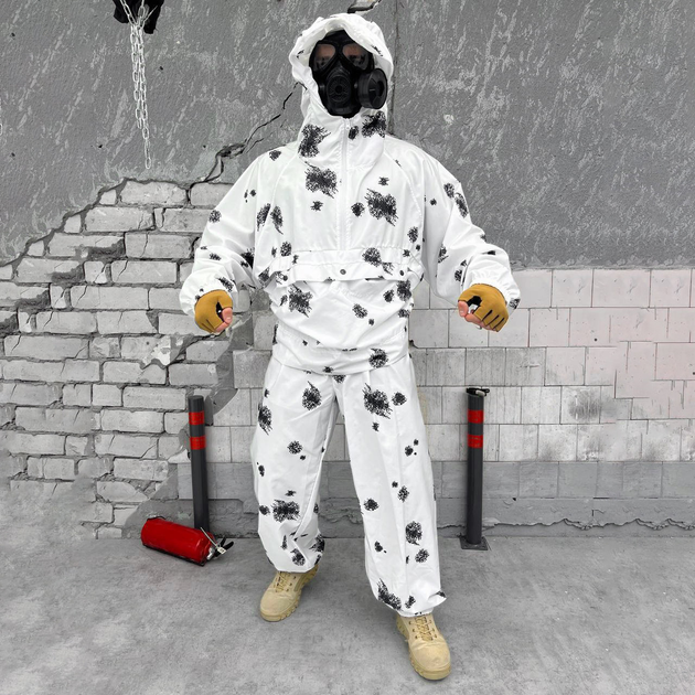 Мужской маскировочный Костюм Snow Куртка + Брюки / Зимний водонепроницаемый Маскхалат белый размер - изображение 1