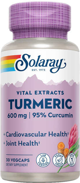 Suplement diety Solaray Turmeric 600 mg 30 vegan kapsułek (0076280629309) - obraz 1