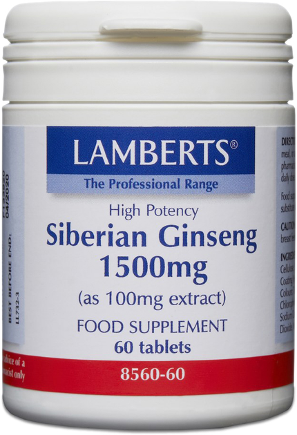 Натуральна харчова добавка Lamberts Ginseng Siberiano 1500 мг 60 капсул (5055148402778) - зображення 1