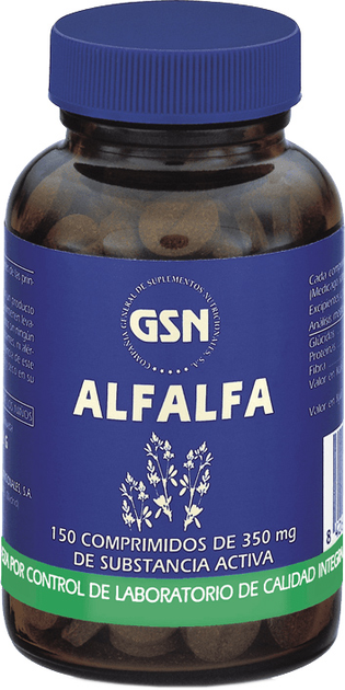 Натуральна харчова добавка Gsn Alfalfa 350 мг 150 капсул (8426609020140) - зображення 1