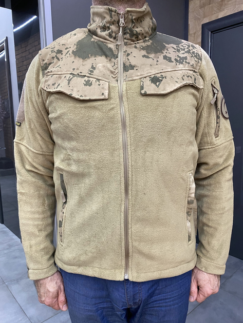 Армейская Кофта флисовая WOLFTRAP, теплая, размер L, цвет Койот, Камуфляжные вставки на рукава, плечи, карманы - изображение 1
