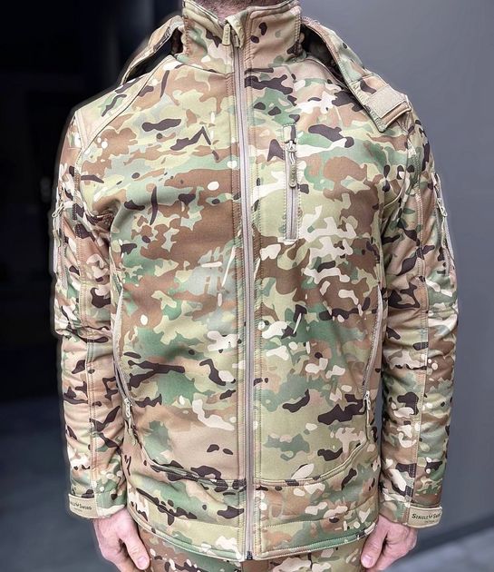 Куртка тактическая зимняя Softshell, Single Sword, Мультикам, M, теплая зимняя куртка для военных софтшелл - изображение 1