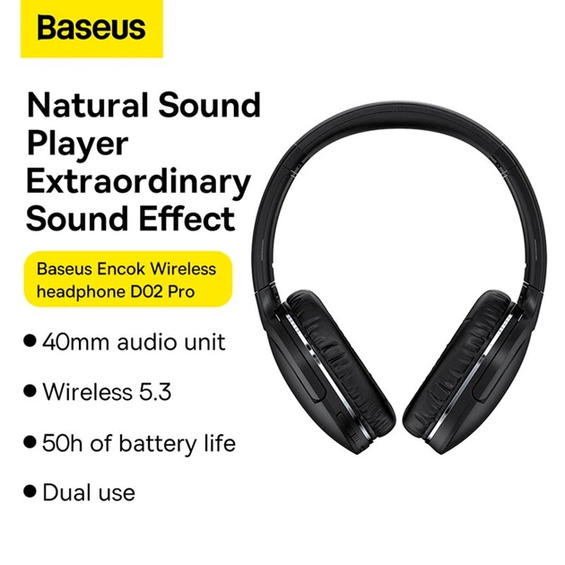 Наушники Baseus Encok Wireless headphone D02 Pro |BT5.3/AUX, 50h| (NGTD010301) - Фото 15 Наушники Baseus Encok Wireless headphone D02 Pro |BT5.3/AUX, 50h| (NGTD010301) - изображение 15
