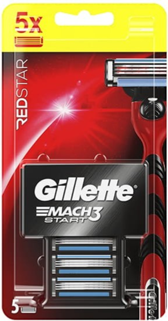 Змінні картриджі Gillette Mach3 Start Red for men 5 шт (7702018550852) - зображення 1