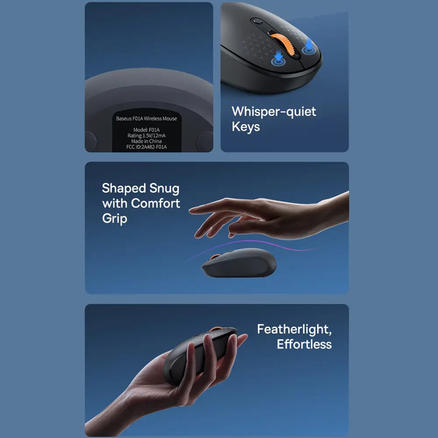 Маніпулятор миша бездротова Baseus F01A Wireless Mouse Frosted Gray (B01055502833-00) - изображение 5