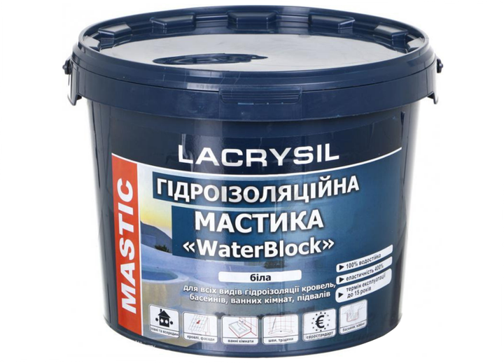 Мастика гідроізоляційна Lacrysil WaterBlock 6 кг - Фото 1 Мастика гідроізоляційна Lacrysil WaterBlock 6 кг - зображення 1