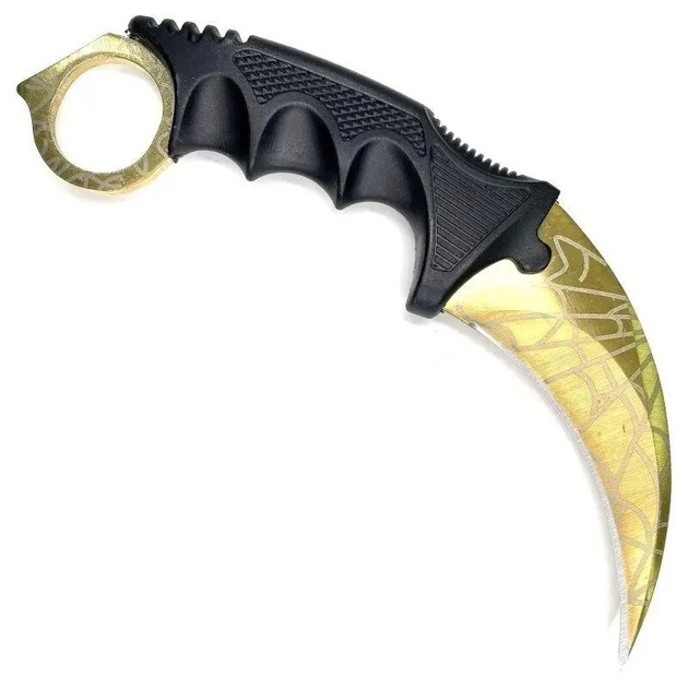 Нож Karambit CS GO керамбит с ножнами золотой с белой паутиной - изображение 2