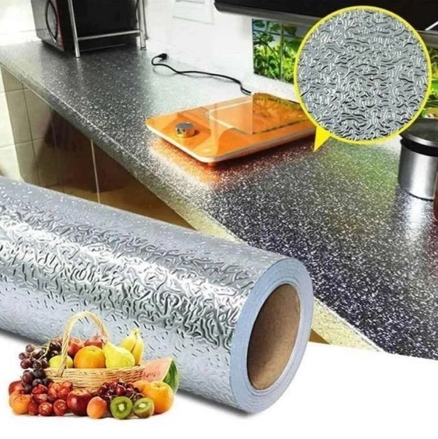 Фольга самоклейка Happy Home HSM 5OI38 алюминевая маслостойкая огнестойкая для кухни самоклеющиеся 2 м х 60 см - изображение 5