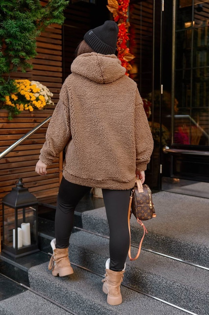 Худи женское теплое плюшевое мех тедди с капюшоном G&M k-103252 48-50 ...