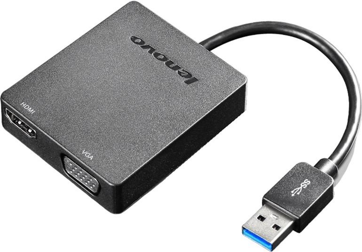 Adapter Lenovo Universal USB 3.0 to VGA/HDMI Black (4X90H20061) - obraz 1