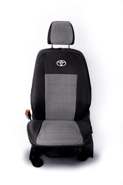 Комплект модельных чехлов AMI.AUTO из автоткани черно-серые на Тойота Аурис (Toyota Auris) 2012+ хэтчбек - изображение 4