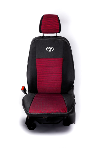 Комплект модельных чехлов AMI.AUTO из автоткани черно-красные на Тойота Рав4 (Toyota Rav 4) 1994-2006 джип - изображение 4