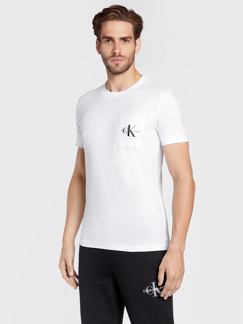 Koszulka męska bawełniana Calvin Klein Jeans J30J320936-YAF M Biała (8719855868575) - obraz 1