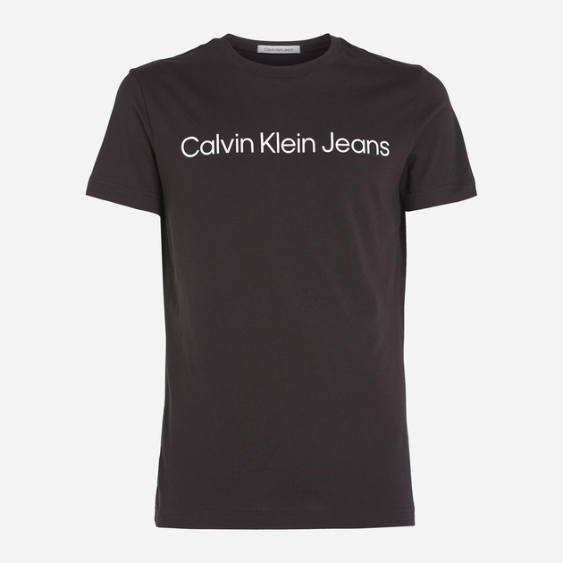 Футболка бавовняна чоловіча Calvin Klein Jeans J30J322552-BEH L Чорна (8719856760380) - зображення 6