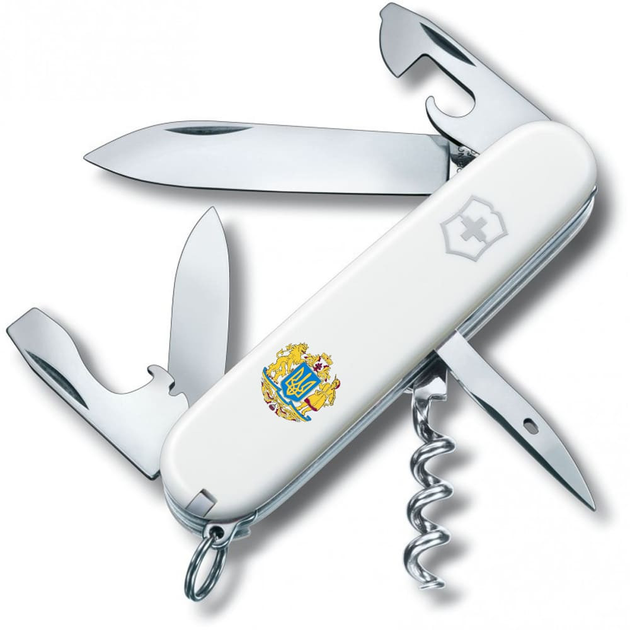 Швейцарский нож Victorinox SPARTAN UKRAINE 91мм/12 функций, белые накладки, Большой Герб Украины - изображение 1
