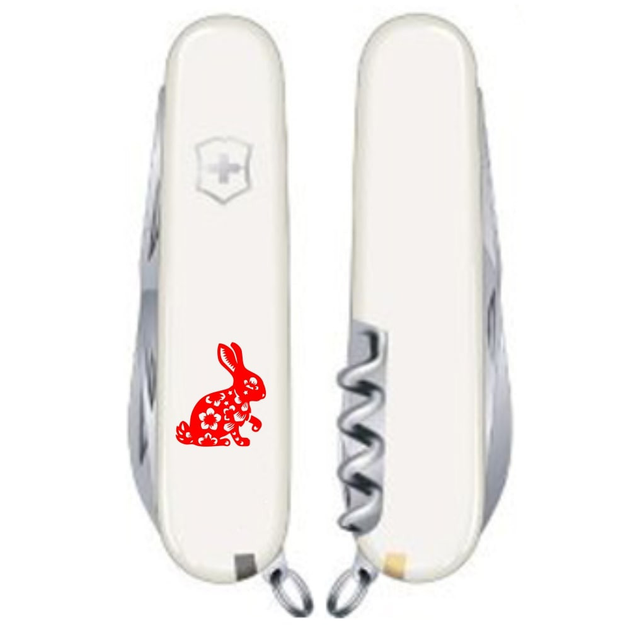 Швейцарский нож Victorinox SPARTAN ZODIAC 91мм/12 функций, белые накладки, Бенгальский Кролик красный - изображение 2