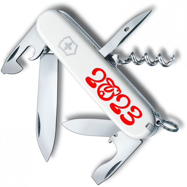 Швейцарский нож Victorinox SPARTAN ZODIAC 91мм/12 функций, белые накладки, Год Кролика красный - изображение 1