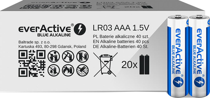 Батарейки everActive LR03/AAA Blue Alkaline Обмежена серія 40 шт. (ALEV03S2BK) - зображення 1