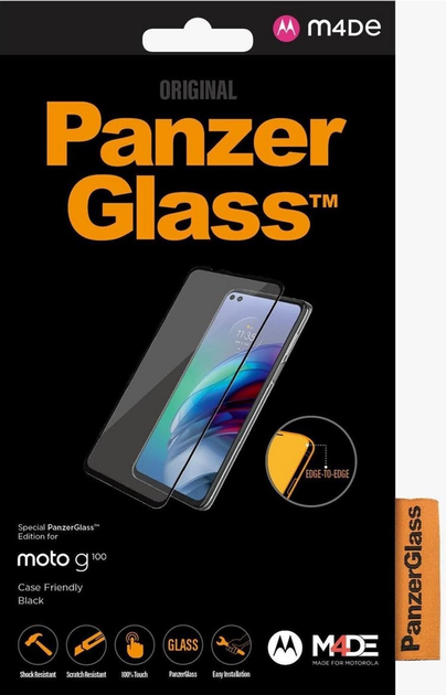 Szkło hartowane Panzer Glass E2E Case Friendly do smartfonu Motorola Moto G100 Black (5711724065439) - obraz 1