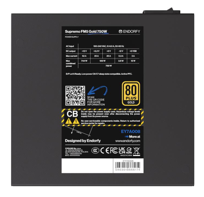 Блок питания ENDORFY Supremo FM5 750W 80 Plus Gold (EY7A008) - изображение 3