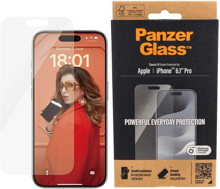 Szkło hartowane Panzer Glass Classic Fit do Apple iPhone 15 Pro (5711724028069) - obraz 1