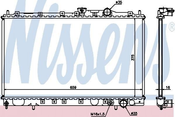 Радіатор охолодження двигуна NISSENS 62839 Mitsubishi Galant, Lancer, Colt MB660566, MB660568, MB660569 - зображення 1